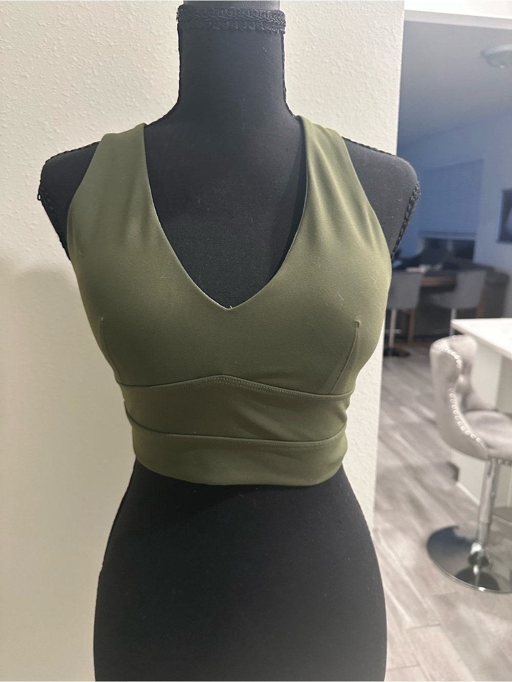 Born Primitive Olive Green V-Neck Crop Sports Top